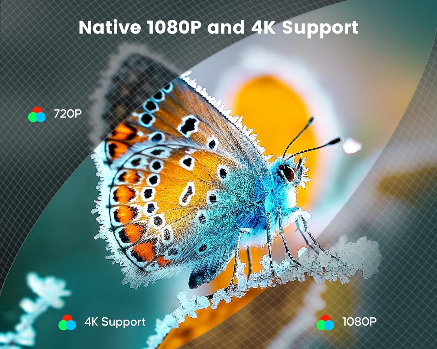 PHANTOM Mini Projector 4K Supported, Portable Projector with【270° Rotatable & Auto Keystone】Native 1080P 22000 Lumen Home Cinema Projector, WiFi6 Bluetooth Short Throw Outdoor Projector for iOS/Android